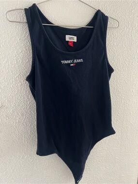 Vintage Tommy Hilfiger Navy Ribbed Scoop Neck Bodysuit
